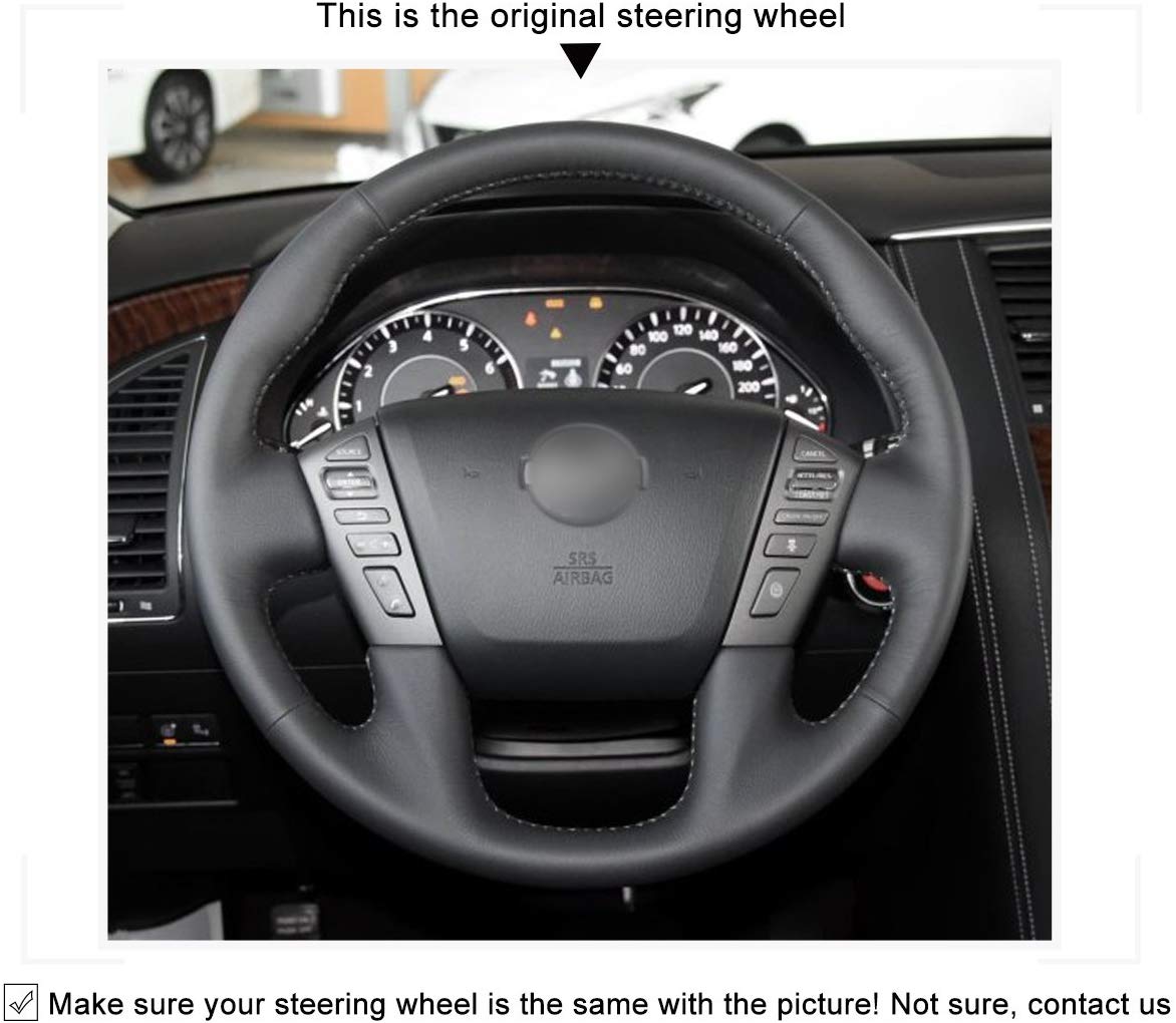 Loncky Auto Custom Fit OEM Black Genuine Leather Car Steering Wheel